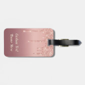 Rose Gold Glitzer Gepäckmarke und eigener Textname Gepäckanhänger (Rückseite horizontal)