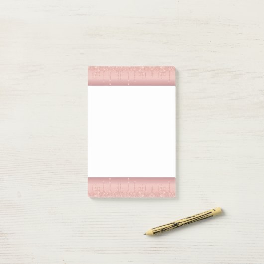 Rose Gold Glitzer Gerahmte Sticknotizen Post-it Klebezettel (Auf Schreibtisch)