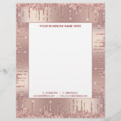 Rose Gold Glitzer Geschäftsbriefvorlage Briefbogen (Vorderseite)