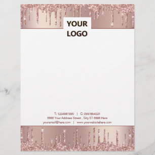 Rose Gold Glitzer Geschäftsbriefvorlage Briefbogen