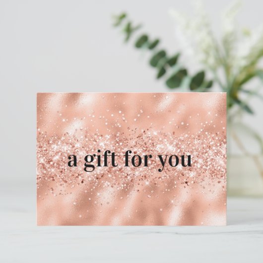 Rose Gold Glitzer Geschenkgutschein (Stehend Vorderseite)