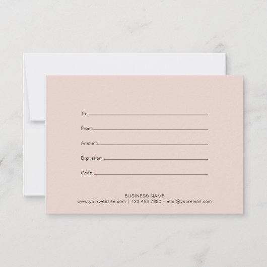 Rose Gold Glitzer Geschenkgutschein (Rückseite)