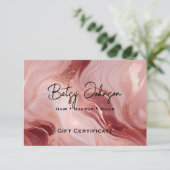 Rose Gold Glitzer Geschenkgutschein Einladung (Stehend Vorderseite)