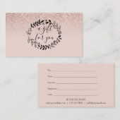 Rose Gold Glitzer Geschenkgutschein Mitteilungskarte (Vorne/Hinten)