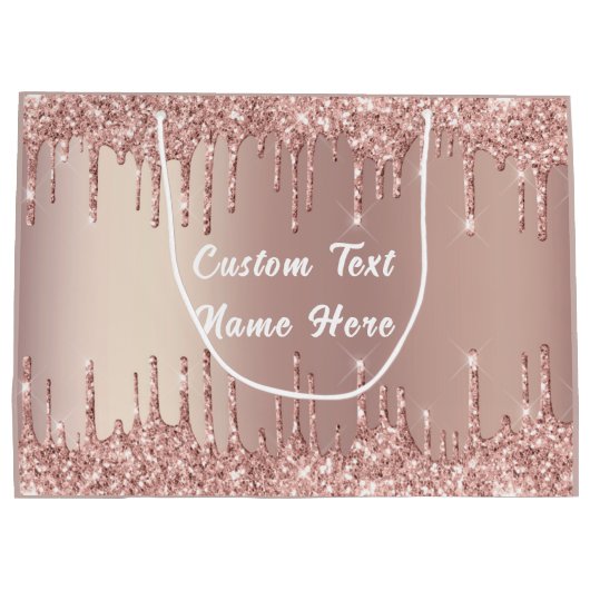 Rose Gold Glitzer Geschenktasche mit benutzerdefin Große Geschenktüte (Rückseite)