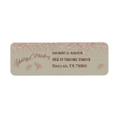 Rose Gold Glitzer Gingko Blätter auf Gray Mist (Vorne)