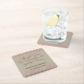 Rose Gold Glitzer Gingko Blätter auf Gray Mist Untersetzer (Vor Ort)