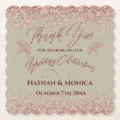 Rose Gold Glitzer Gingko Blätter auf Gray Mist Untersetzer (Vorderseite)