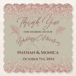 Rose Gold Glitzer Gingko Blätter auf Gray Mist Untersetzer