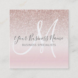 Rose Gold Glitzer Girl Business Logo Monogram Quadratische Visitenkarte