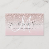Rose Gold Glitzer Girl Business Logo Monogram Visitenkarte (Vorderseite)