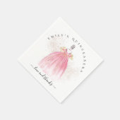 Rose Gold Glitzer Girl Gown Quinceañera Serviette (Ecke)