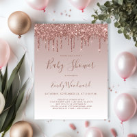 Rose Gold Glitzer Girl Kinderdusche Einladung