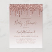 Rose Gold Glitzer Girl Kinderdusche Einladung Postkarte (Vorderseite)