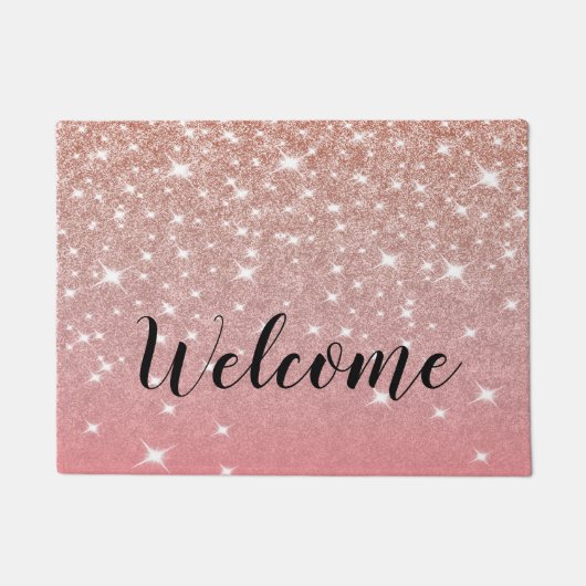 Rose Gold Glitzer Girl Rosa Fußmatte (Vorderseite)