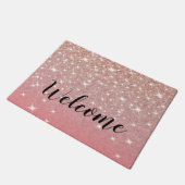 Rose Gold Glitzer Girl Rosa Fußmatte (Schrägansicht)
