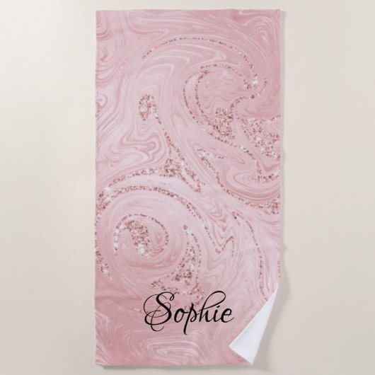 Rose Gold Glitzer Girl Sparkle Strandtuch (Vorderseite)