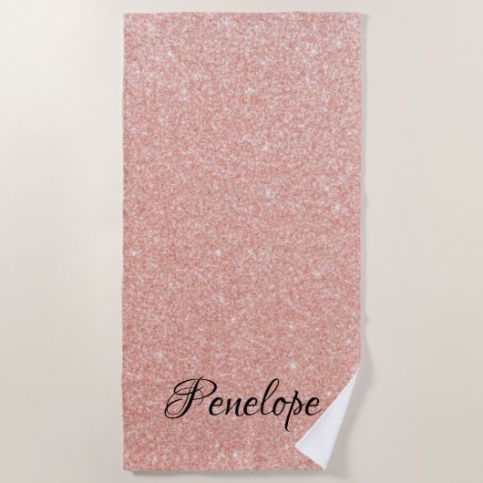 Rose Gold Glitzer Girl Sparkle Strandtuch (Vorderseite)