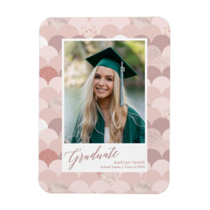 Rose Gold Glitzer Girl Trendy Abschluss Foto Magnet