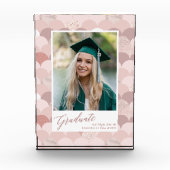 Rose Gold Glitzer Girl Trendy Abschluss Fotoblock (Vorderseite)