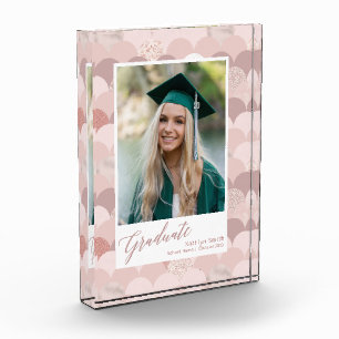 Rose Gold Glitzer Girl Trendy Abschluss Fotoblock