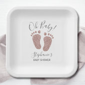 Rose Gold Glitzer Girl's Baby Shower Pappteller