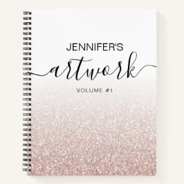 Rose Gold Glitzer Girly Ombre Sketchbook Name Notizblock