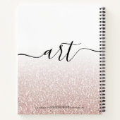 Rose Gold Glitzer Girly Ombre Sketchbook Name Notizblock (Rückseite)