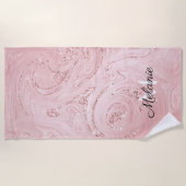Rose Gold Glitzer Girly Sparkle Pink Name Beach T Strandtuch (Vorderseite)