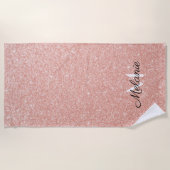 Rose Gold Glitzer Girly Sparkle Pink Name Beach T Strandtuch (Vorderseite)