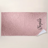 Rose Gold Glitzer Girly Sparkle Pink Name Beach To Strandtuch (Vorderseite)