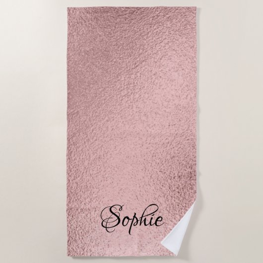 Rose Gold Glitzer Girly Sparkle Pink Name Beach To Strandtuch (Vorderseite)