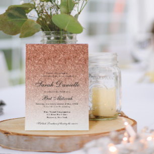 Rose Gold Glitzer Glam Bat Mitzvah Einladung