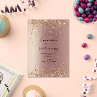 Rose Gold Glitzer Glam Bling Quinceanera Geburtsta Acryleinladungen