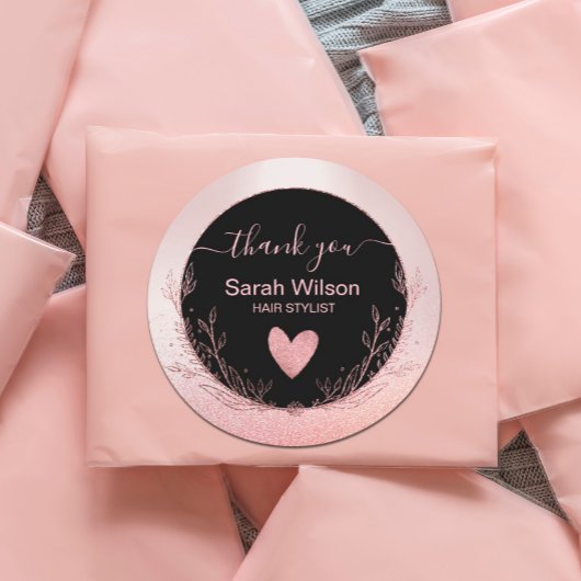 Rose Gold Glitzer Glam Floral Wreath Runder Aufkleber