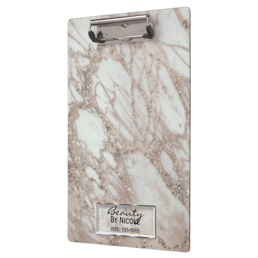 Rose Gold Glitzer Glam Marble Modernes Personalisi Klemmbrett (Links)
