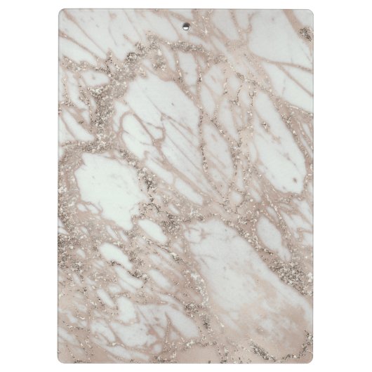 Rose Gold Glitzer Glam Marble Modernes Personalisi Klemmbrett (Rückseite)