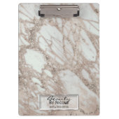 Rose Gold Glitzer Glam Marble Modernes Personalisi Klemmbrett (Vorderseite)