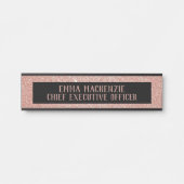 Rose Gold Glitzer Glam Office Name Plate Türsignie Türschild (Vorderseite )