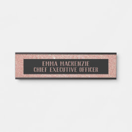 Rose Gold Glitzer Glam Office Name Plate Türsignie Türschild