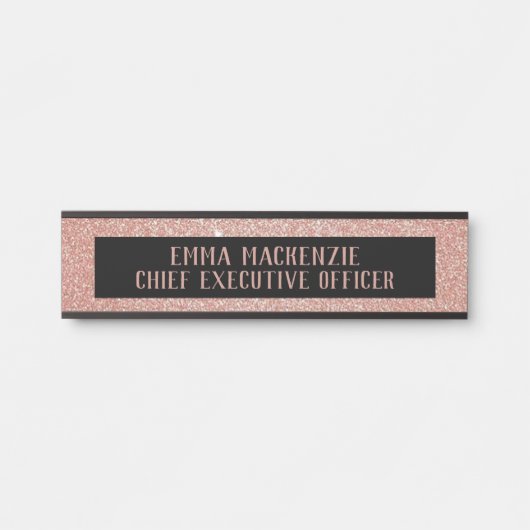 Rose Gold Glitzer Glam Office Name Plate Türsignie Türschild (Vorderseite )