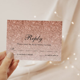 Rose Gold Glitzer Glam Personalisierte Antwortkart RSVP Karte