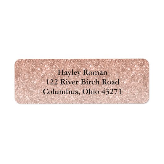 Rose Gold Glitzer Glam Personalisierte Rücksendead (Vorne)