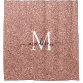 Rose Gold Glitzer Glam Sparkle Monogram Script Duschvorhang (Vorderseite)