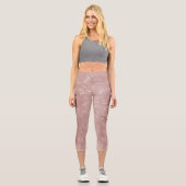 Rose Gold Glitzer Glam Sparkon Niedlich Monogramm Capri Leggings (Vorderseite)