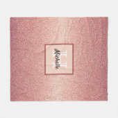 Rose Gold Glitzer glänzende Glam rosa Monogramm Fleecedecke (Vorderseite (Horizontal))