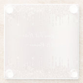 Rose Gold Glitzer Glass Untersetzer mit benutzerde (Rückseite)