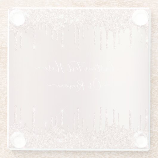 Rose Gold Glitzer Glass Untersetzer mit benutzerde (Rückseite)