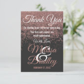 Rose Gold Glitzer Glitzern Black Danke (Stehend Vorderseite)