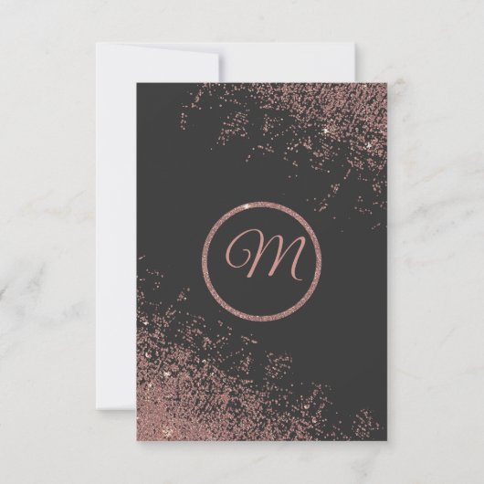 Rose Gold Glitzer Glitzern Black Danke (Rückseite)